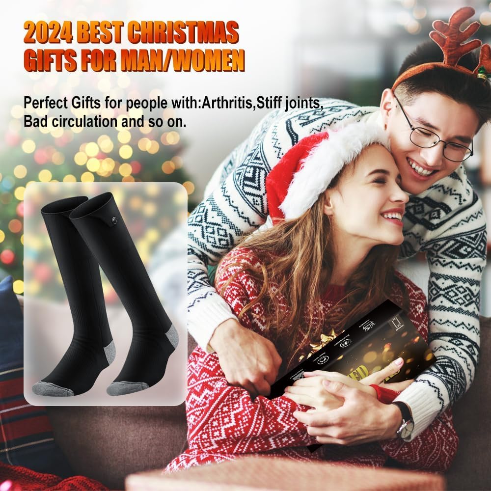 Heated Socks APP Control for Men Women, 6000mAh*2 Battery Heated Socks, Electric Feet Warmers Rechargeable Smart Foot Warmers Washable for Camping Fishing Cycling Skiing Skating Hiking Camping