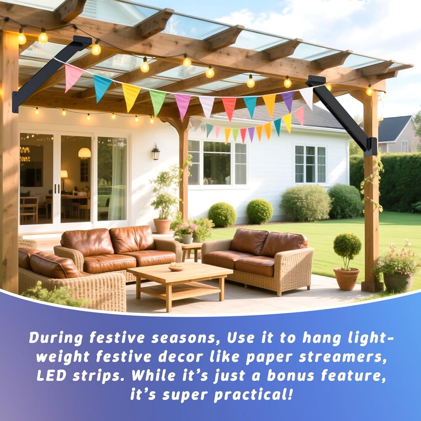 45 Degree Angle Brackets Kit - 4 Pcs for 6''x6'' Lumber | Ideal for Pergolas & Gazebos