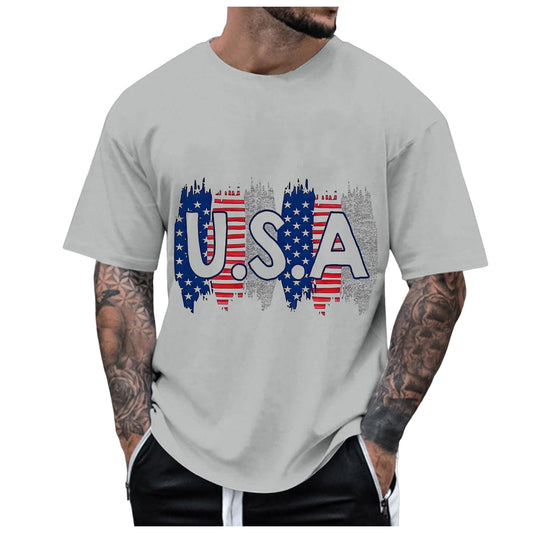 Deal of The Day 1776 Patriotic 4th of July Mens T-Shirts Short Sleeve Crew Neck Shirts Casual Loose Fit Tops Athletic Quick Dry Active Tee Shirts