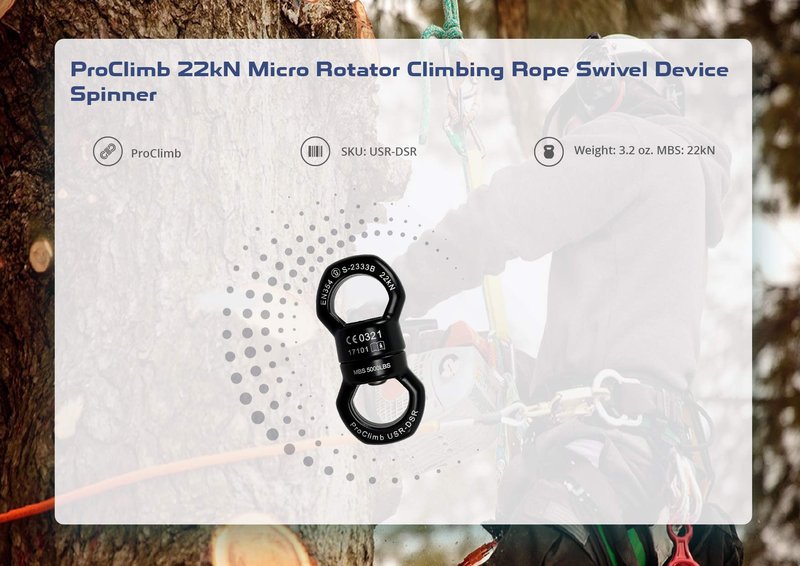 ProClimb 22kN Micro Rotator Climbing Rope Swivel Device Spinner 6700lb Breaking Strength for Rock Climbing Arborist Backyard Swing Aerial Dance Dog Leash Connector CE Certified
