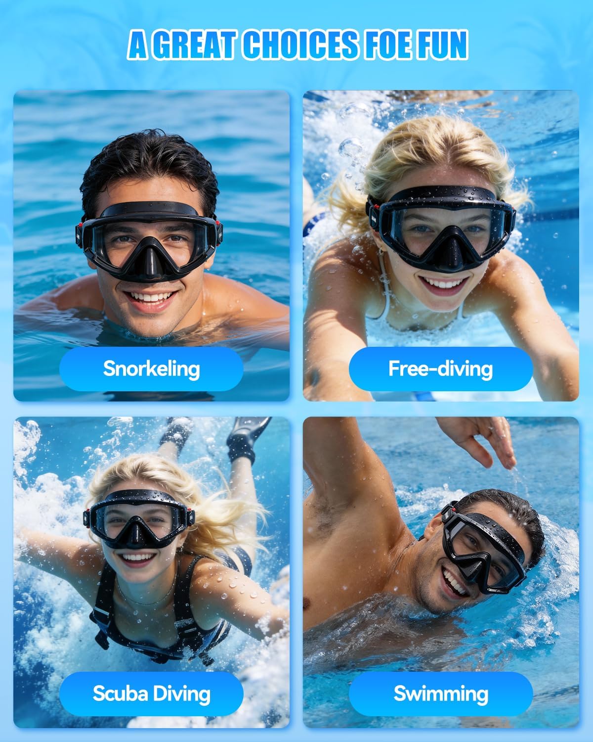 Aegend Swim Goggles - 220° Wide View Anti-Fog Design for Adults & Kids | Includes Mesh Bag for Pool & Beach Swimming