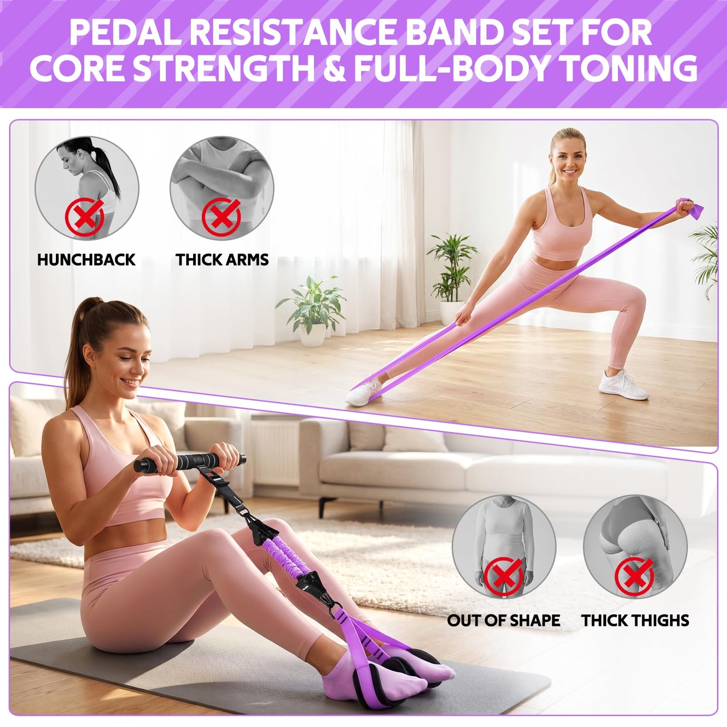 2026 Upgraded Pedal Resistance Bands with Handles
