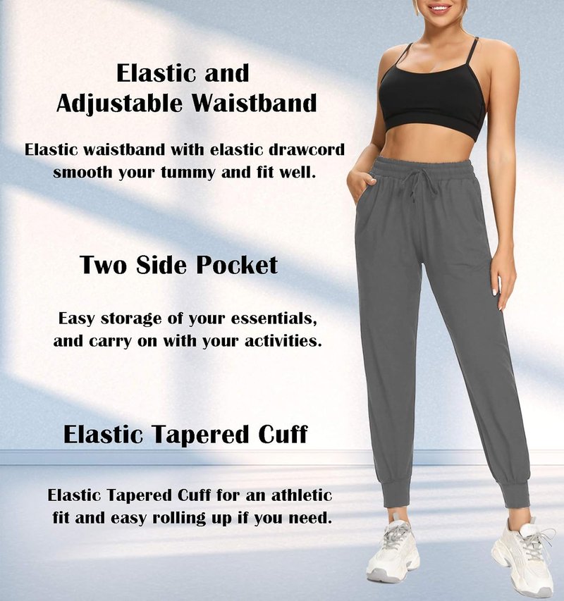 Women's Athletic Joggers - 3 Pack Sweatpants with Pockets for Yoga & Running | Comfortable Fit
