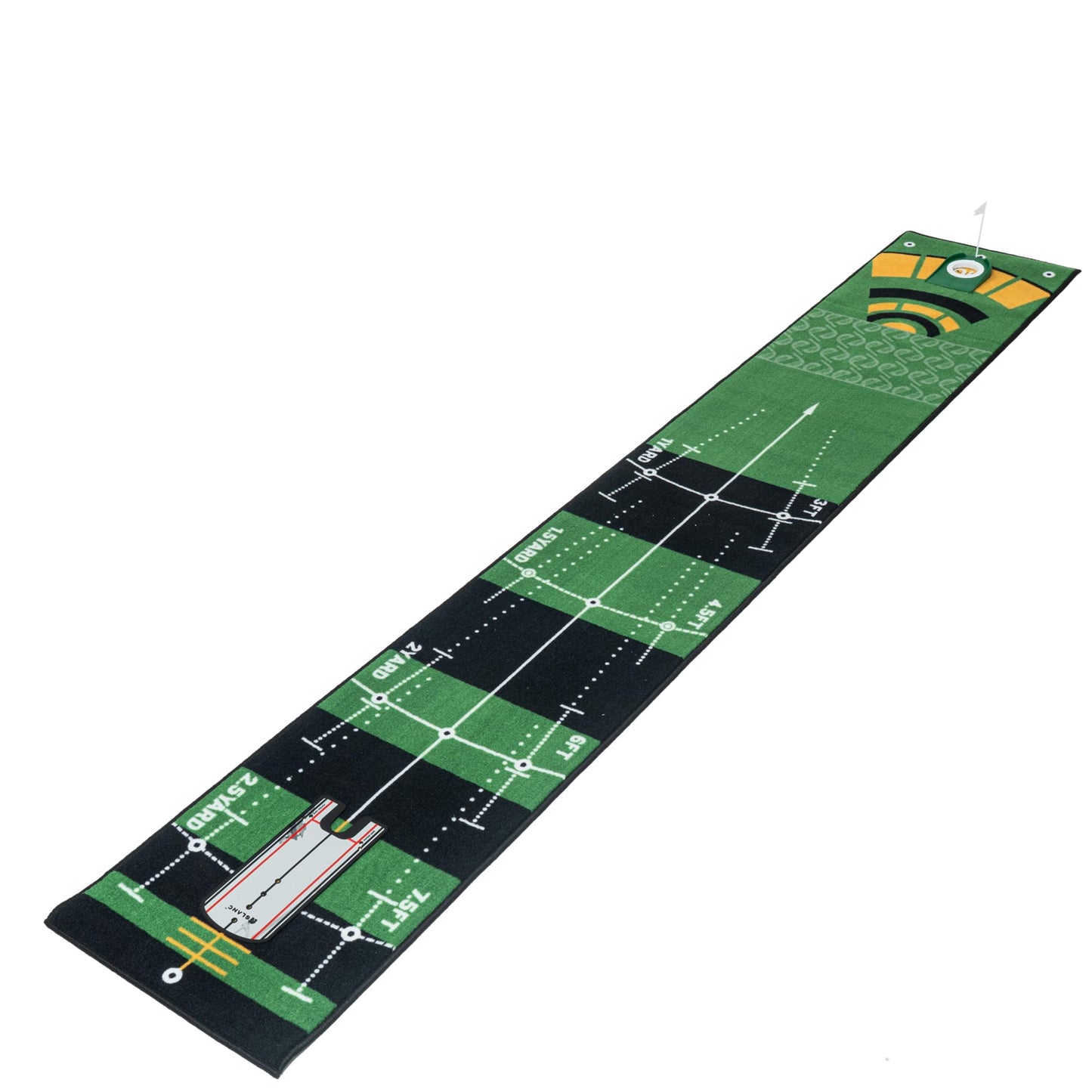 GLANC Golf Putting Practice Mat Set with Alignment Mirror & Cup, 20 in X 10 ft Training Aid Mat, Anti-Slip Backing Golf Putting Green for Indoor and Outdoor Use
