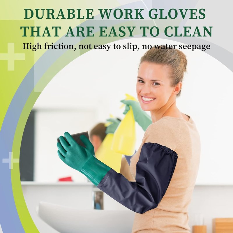 Full Arm Pond Gloves - Extra Long Waterproof with Cotton Lining | 25-Inch for Pond Cleaning