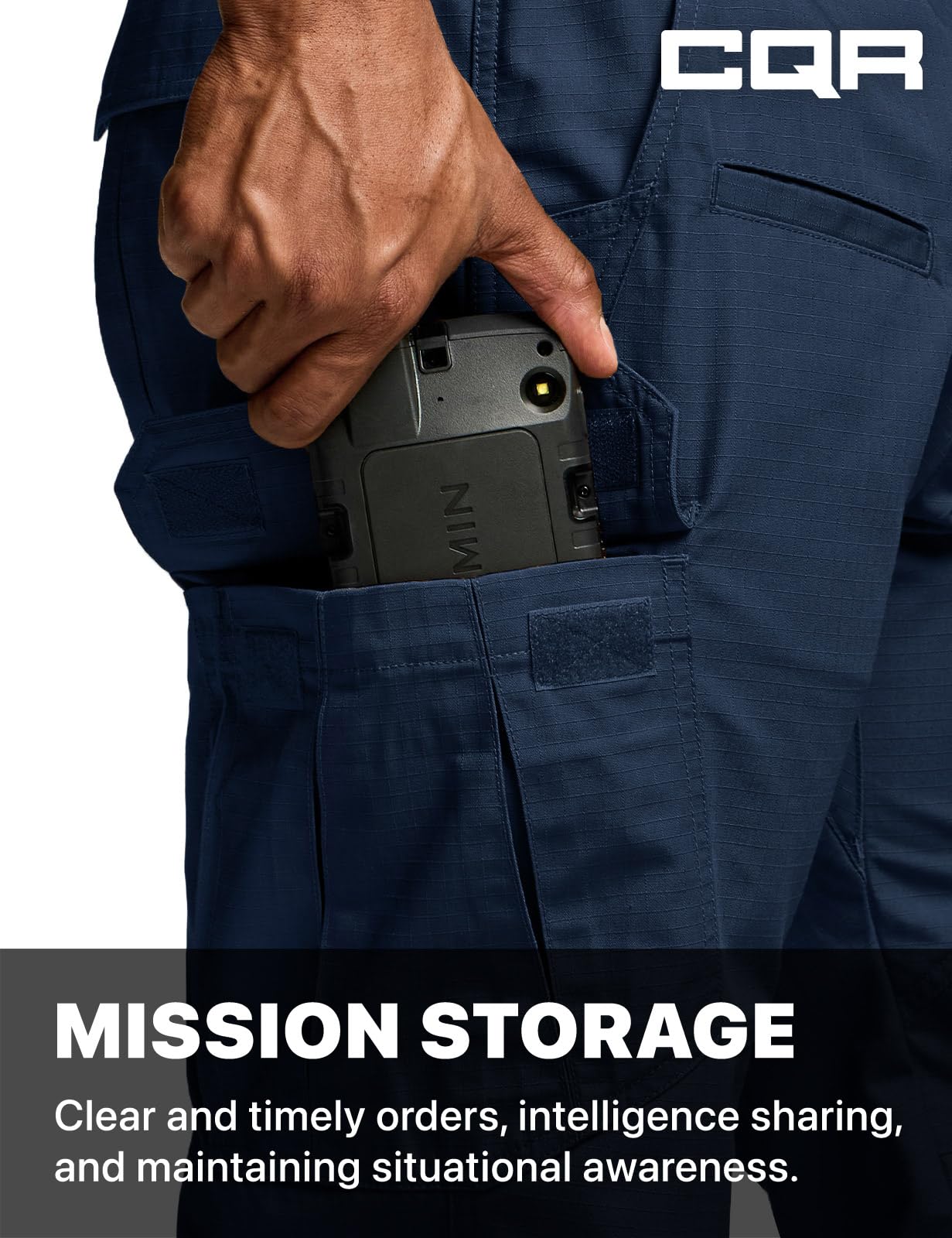 CQR Men's Tactical Pants, Water Resistant Ripstop Cargo Pants, Lightweight EDC Work Hiking Pants, Outdoor Apparel, Raider Midnight Blue, 32W x 32L