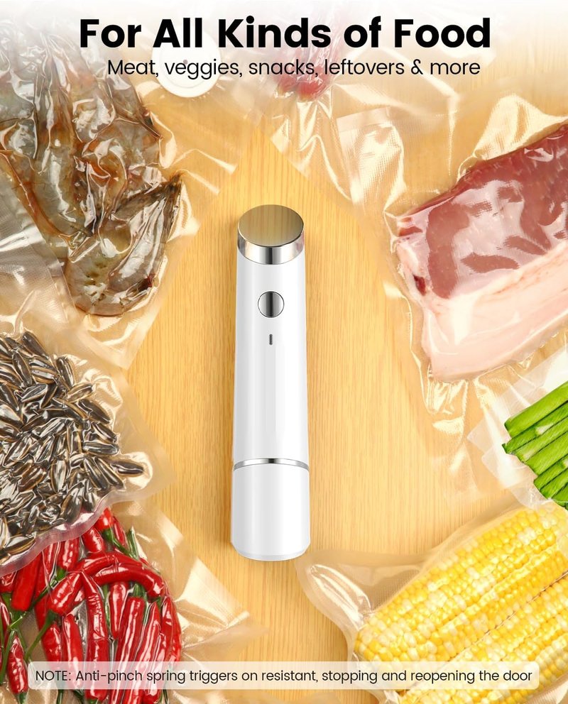 Portable Vacuum Sealer - Handheld Food Saver with 30 Reusable Bags | 60kPa Compact Design for Freezer & Microwave