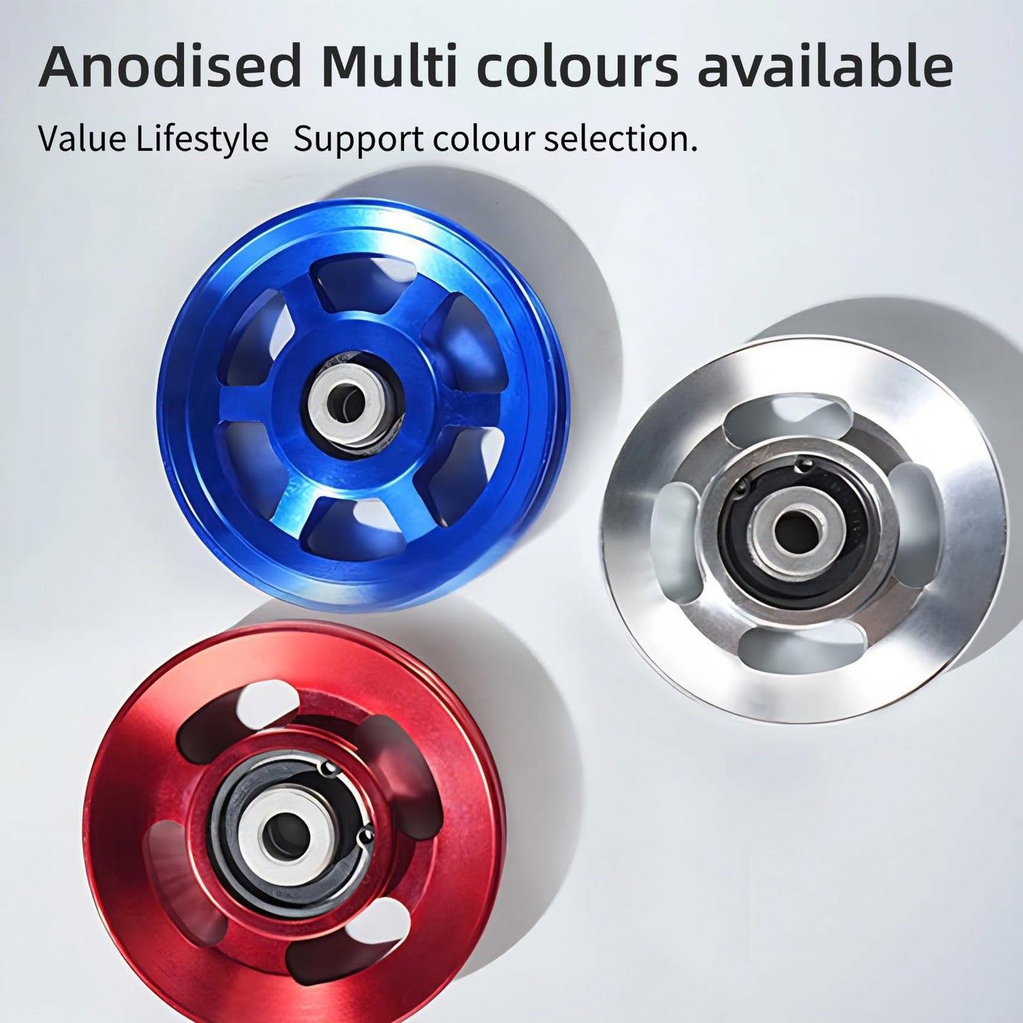Gueiddi Aluminum Pulley for Home Gym, Load Capacity Sealed Bearing Pulley System, Quiet & Smooth Replacement Gym Pulley Wheel for Cable Machine, LAT Pulldown, Weight Equipment (1, Silver, 114-115mm)