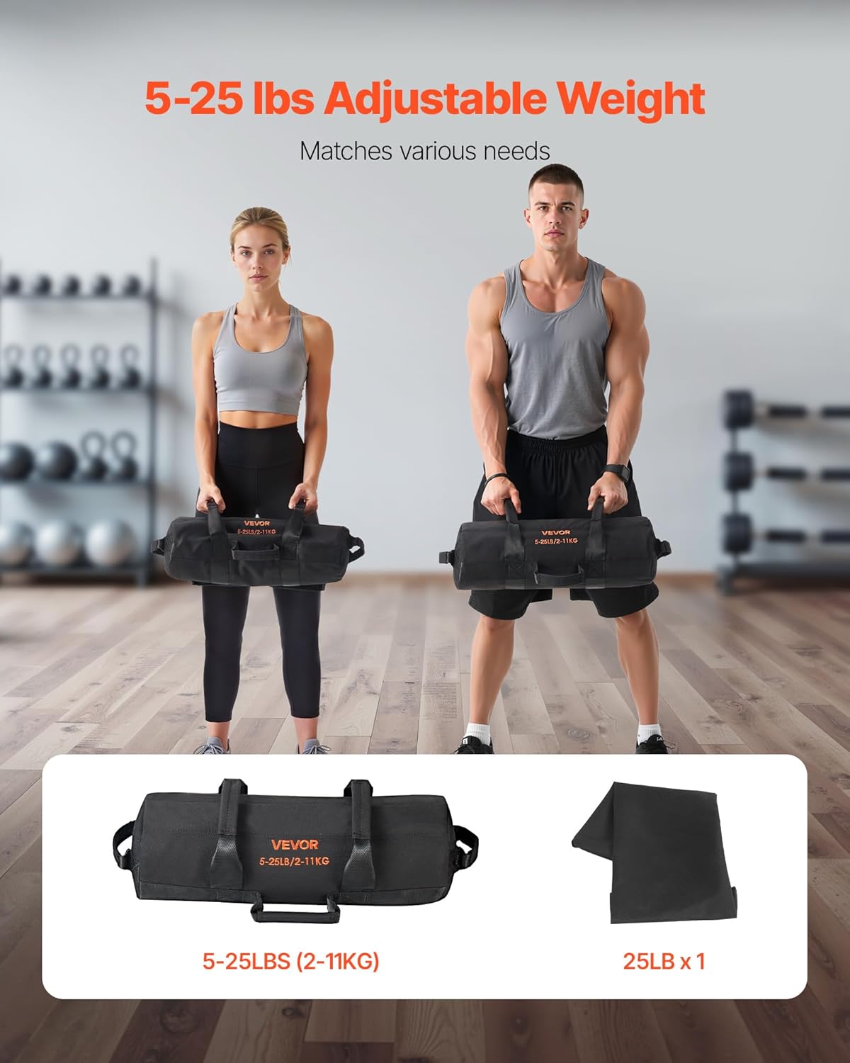 VEVOR Heavy Duty Workout Sandbag - Power Training Slam Bag for Strength & Cross-Training | Black (Unfilled)