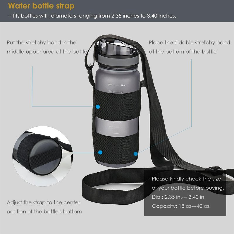 OYATON Universal Water Bottle Carrier Sling with Adjustable Shoulder Strap for Walking Short Hiking, Water Bottle Holder for 16oz - 40oz Wide Mouth Bottles (Exclude Water Bottle)