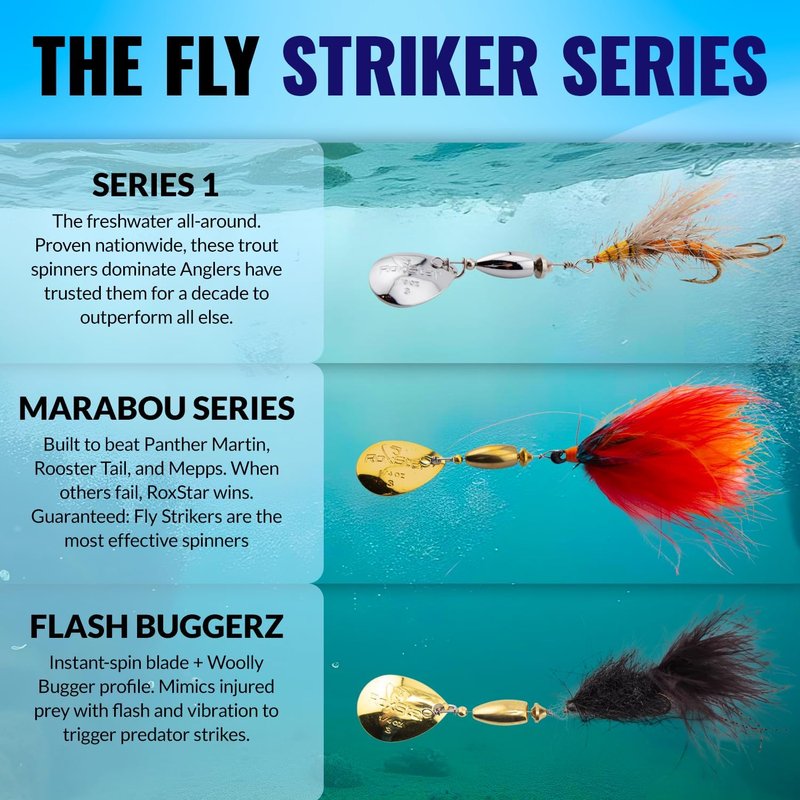 RoxStar Fly Strikers - Versatile Fishing Spinner for Trout, Bass & Steelhead - Hand-Tied in The USA