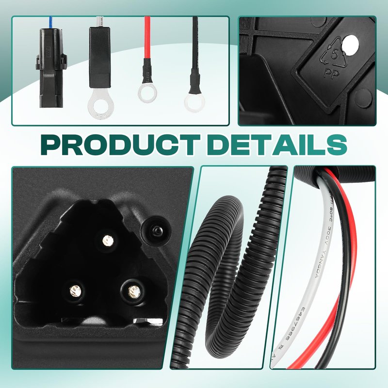 DRIVE UP Golf Cart 48V Charger Receptacle for EZGO RXV and Delta-Q Battery EZGO Charging Port with Wires 604321,611219,602529