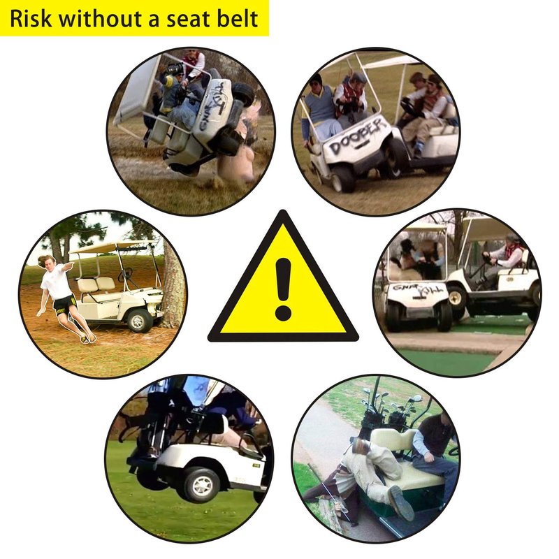 10L0L Retractable Golf Cart Seat Belt Kits for EZGO, Club Car & Yamaha, 42" Seat Belts Set of 2, Street Legal Safety Belts with Screws