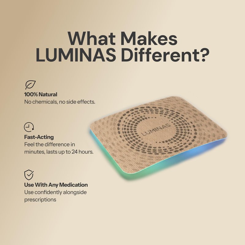 LUMINAS Relief Patch - Water-Resistant Adhesive, Electroceutical Relief - Versatile Daily Comfort, Long Lasting - Neck, Joints, Back, Knee, Shins, Bumps - 20 Pack (Large Tan Patches)