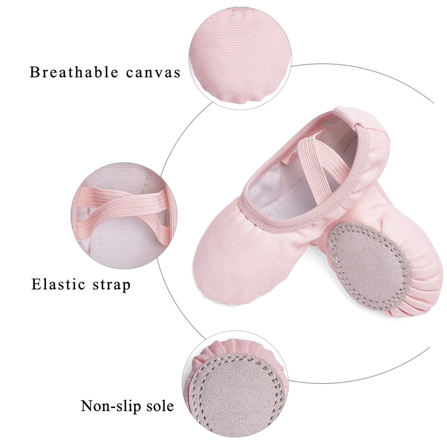 Stelle Canvas Ballet Shoes Toddler Girls Ballet Slippers No-Tie Boys Dance Shoes(Ballet Pink,6MT)