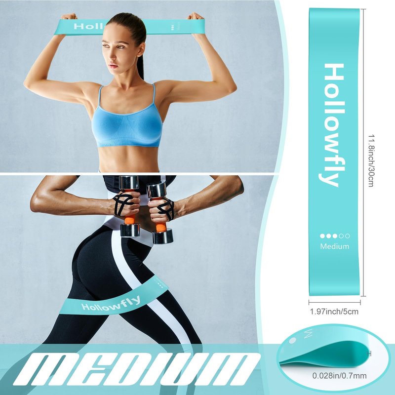 Hollowfly 30 Pcs Latex Resistance Bands Resistance Loop Exercise Band for Booty Workout Stretch Exercise Equipment Non Slip Elastic Band for Women Men Home Butt Hip Thigh Fitness Gym Yoga(Blue,Medium)