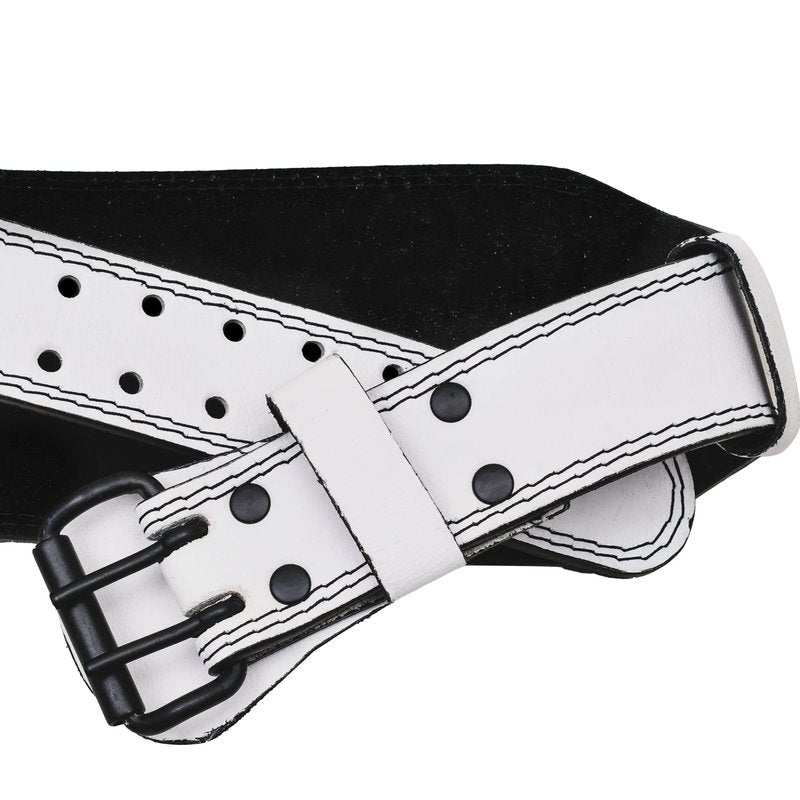 Weight Lifting Belt Genuine Leather 6 Inches Wide Lifting Belt for Men and Women, Gym Belts for Weightlifting, Powerlifting and Deadlift, Gym Lifting Belt - Durable & Comfortable - White (Medium (28"-34"))