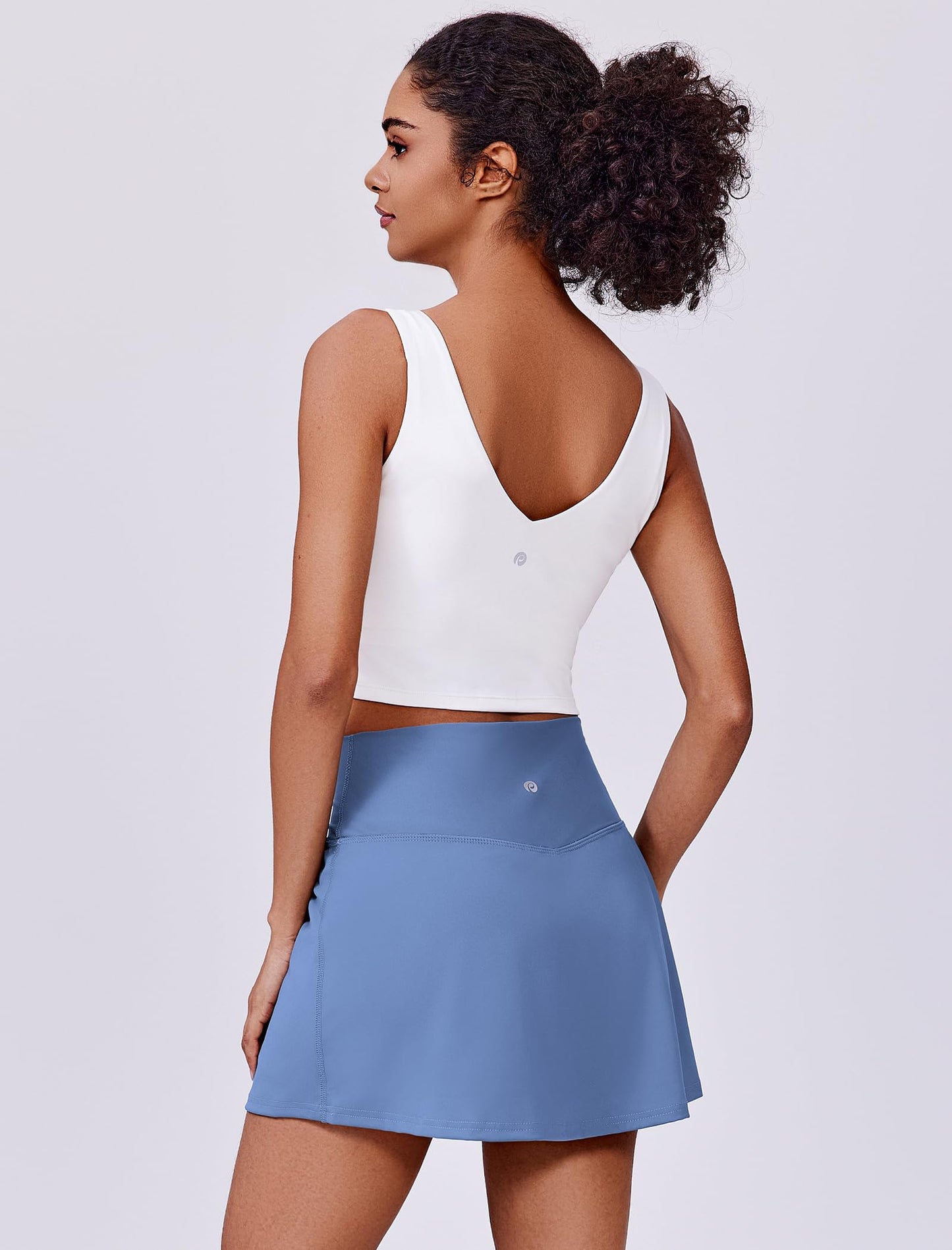 PINSPARK Skorts for Woman High Waisted Tennis Skirts with 2 Pockets Tummy Control Lightweight Performance Active Golf Skirt，Blue XXL