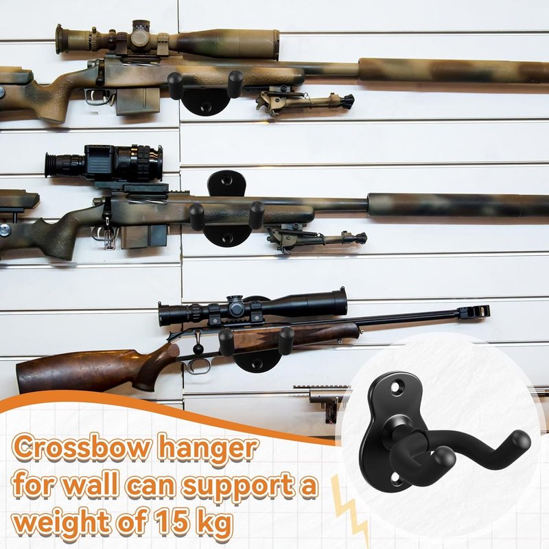 Crossbow Hanger - Wall Mount Vertical Rack for Secure Storage | Metal Holder for Compound Bows & Firearms