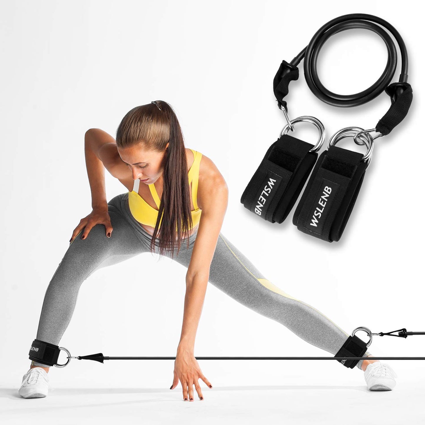 WSLENB 8 Pcs Resistance Bands Set Workout Bands for Leg and Butt, Fabric Non Slip Training Exercise Band with 2 Legs Ankle Straps Door Anchor for Men Women Home Fitness Gym Yoga Squat Glute