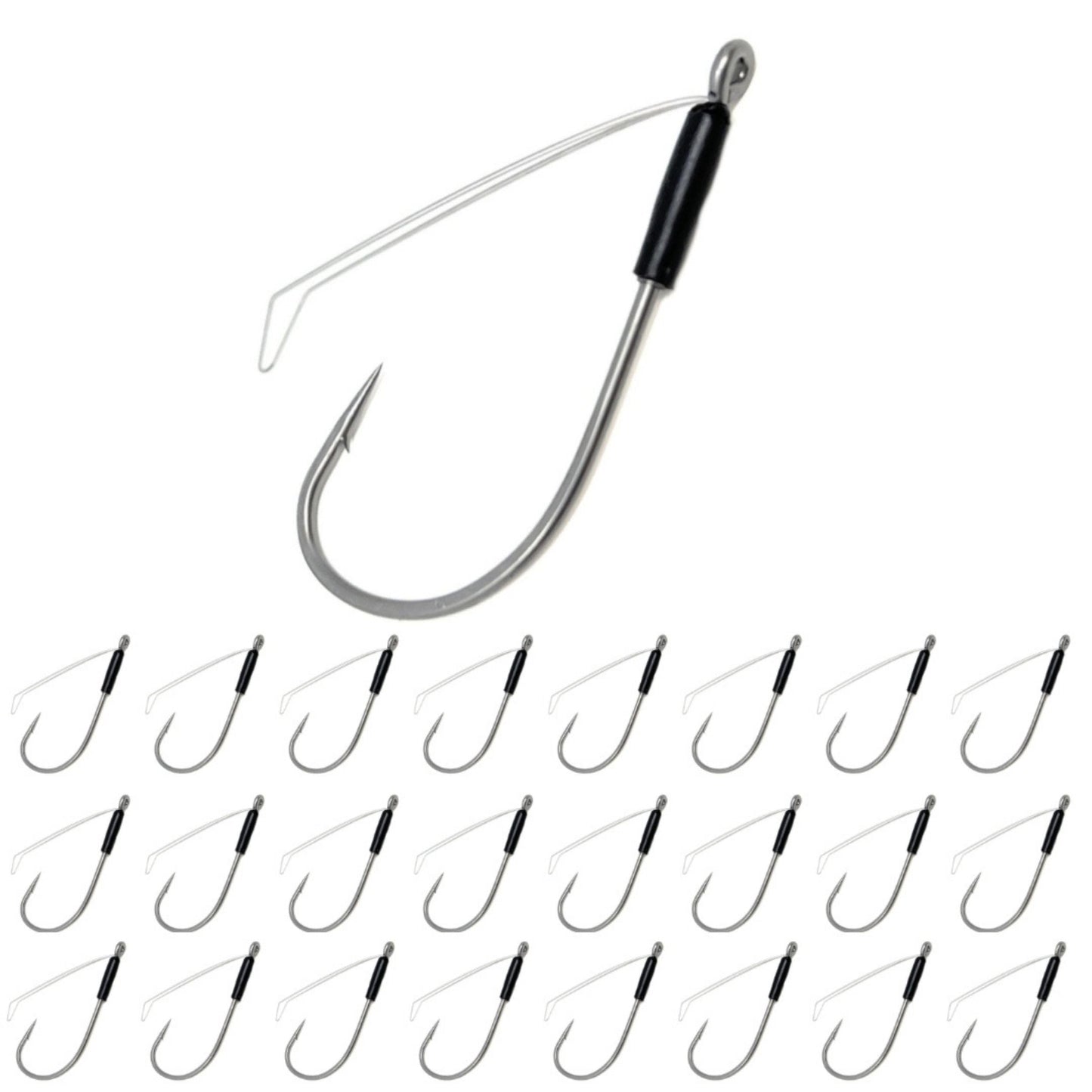 Reaction Tackle Neko Hooks - Weedless Finesse Fishing Hooks for Bass - High Carbon Steel Wacky and Neko Rig Hooks for Soft Plastic Worms - #1/0 Wire Guard (25-Pack)