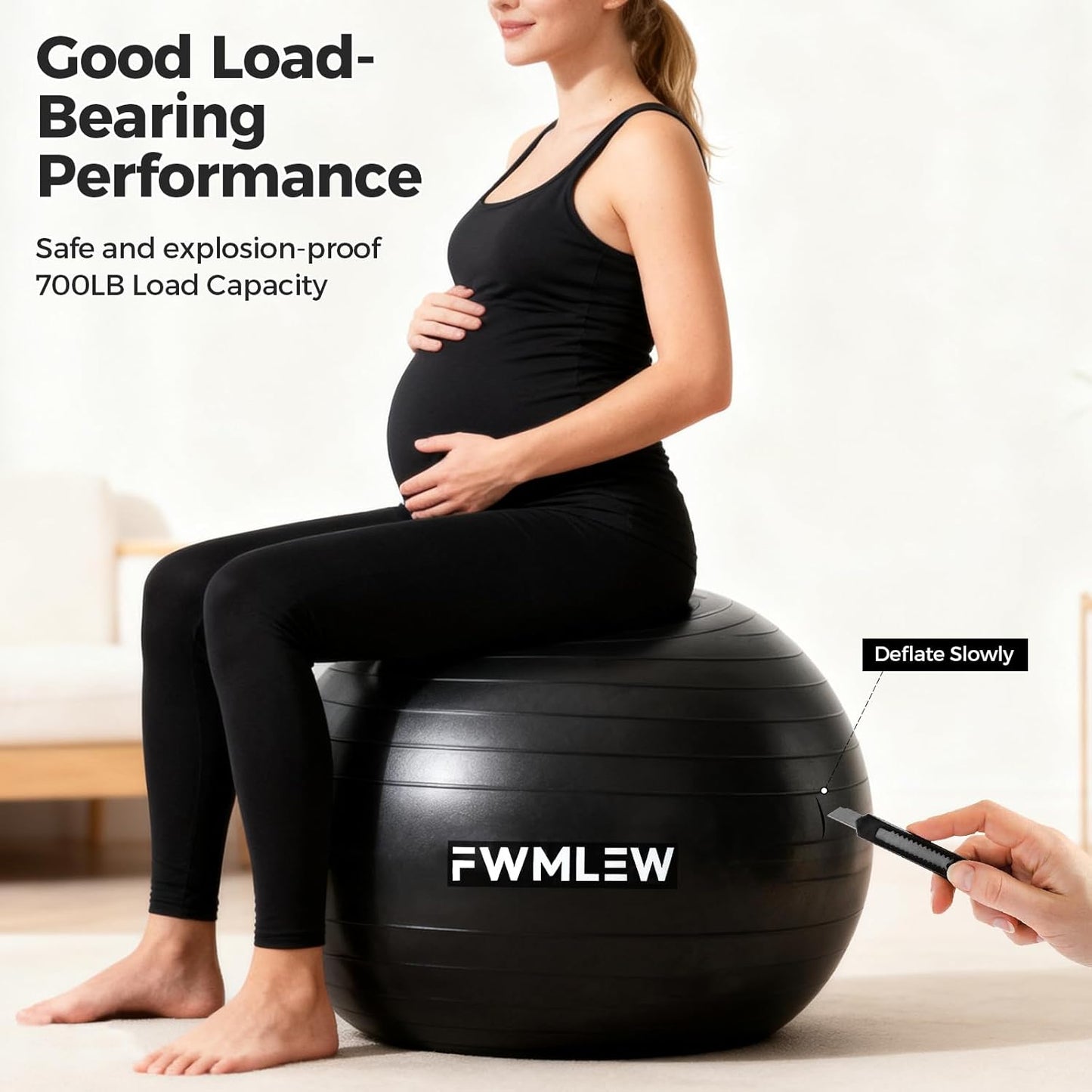 Extra Thick Yoga Ball - Anti-Burst Heavy Duty Stability Ball for Fitness, Core Workouts & Office Use | 5 Sizes Available