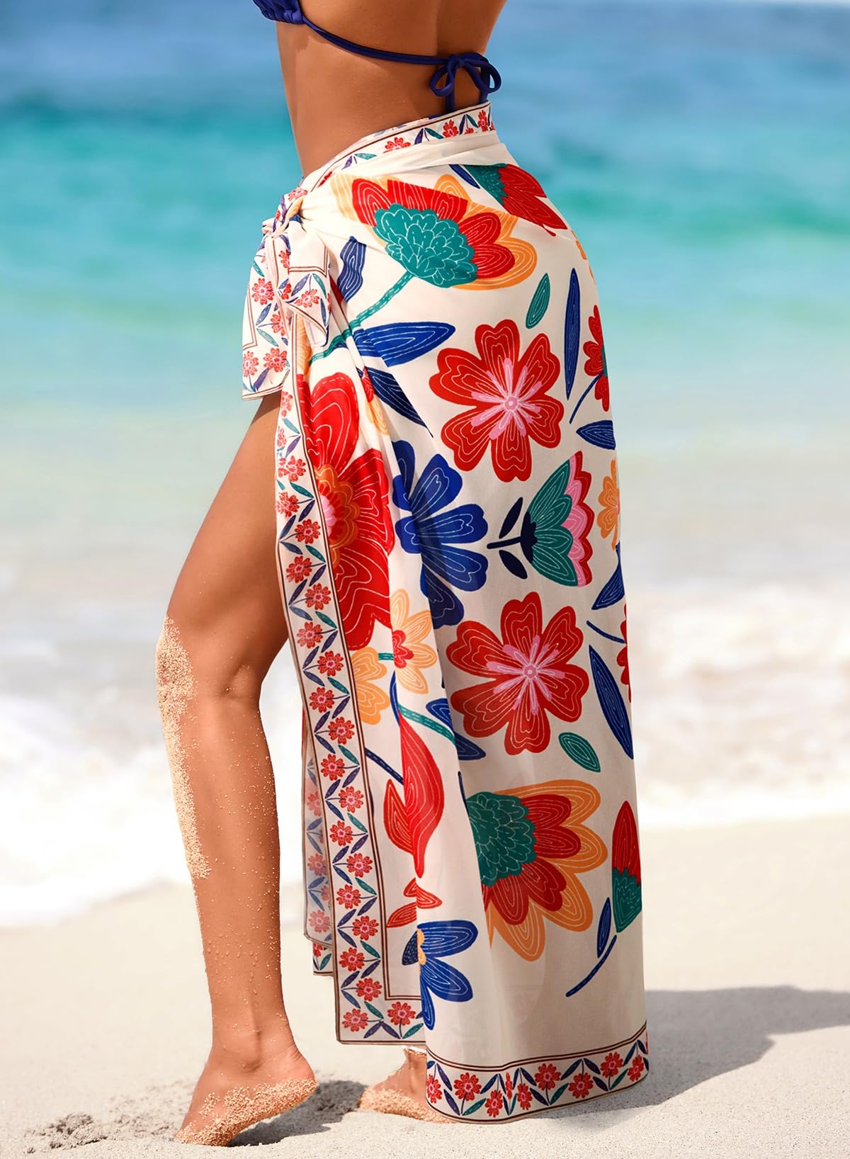 Herseas Women Lightweight Swimsuits Coverups Multicolor Floral Print Sarong