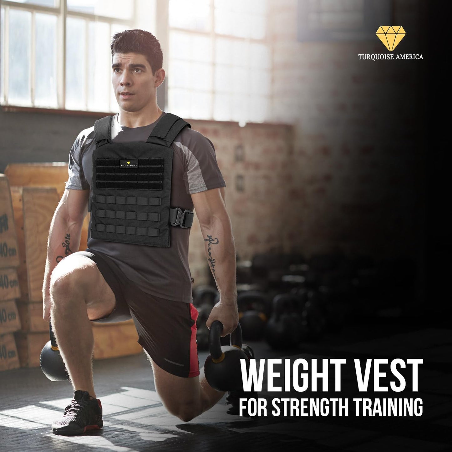 Turquoise America Quick-Release Adjustable Weighted Vest for Men Workout Vest, Strength Training Weight Vests Weighted Vest Men Body Weight Training Fitness Workout Running for Men Women