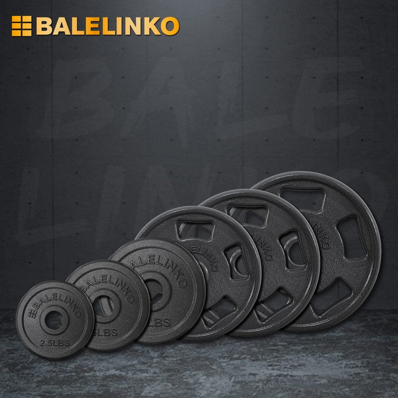 Balelinko Cast Iron 2-Inch Olympic Grip Plate Weight Plate for Strength Training, Weightlifting and Crossfit in Single, 35LB, Black