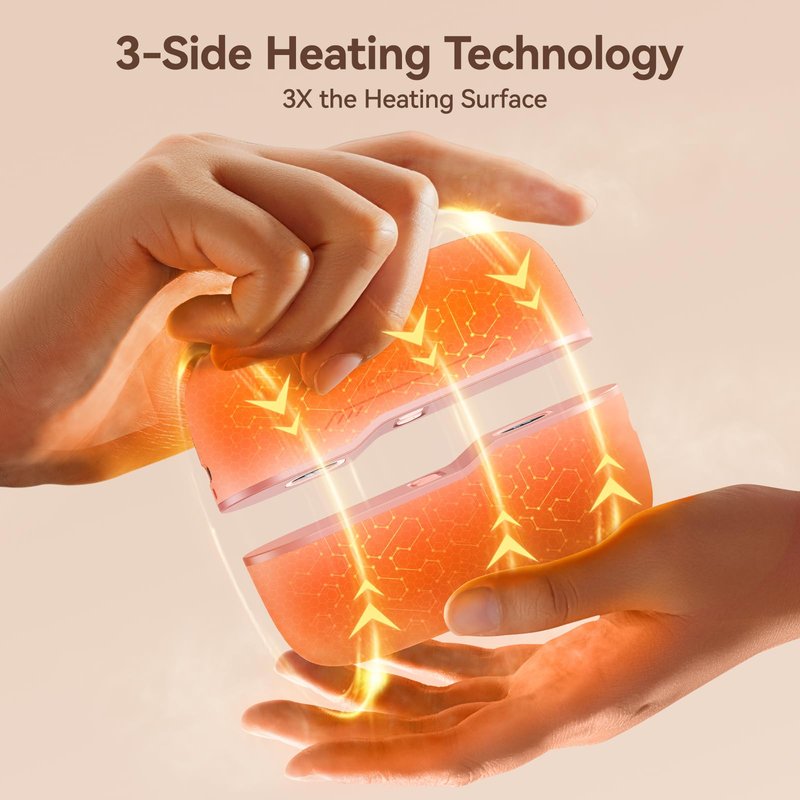 DIGIX Hand Warmers Rechargeable 2 Pack, 6000mAh Electric Hand Warmers Reusable with 5 Temps and AI Smart Chip, 3-Side Heating Magnetic Handwarmers with LED Display for Outdoor Camping Hunting (Pink)