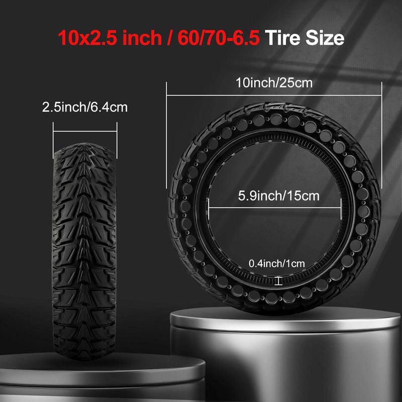 BANGTING 2PCS 60/70-6.5 Scooter Tire, 10x2.5 inch Tire Solid for Segway Ninebot Max G2 / G30 / G30D / G30E / G30E / G30LP / G30D II / G30 Max, 10x2.5-6.5 Tires Replacement for Electric Scooter (Black)