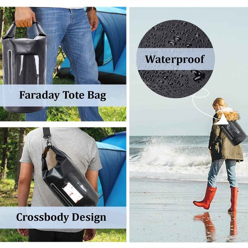 Quctak 15L Faraday Dry Bags, Waterproof Backpack For Electronic Device, Faraday Cage for Signal Blocking, Faraday Key Fob Protector, Anti-Theft Anti-Tracking GPS RFID Waterproof Dry Bag