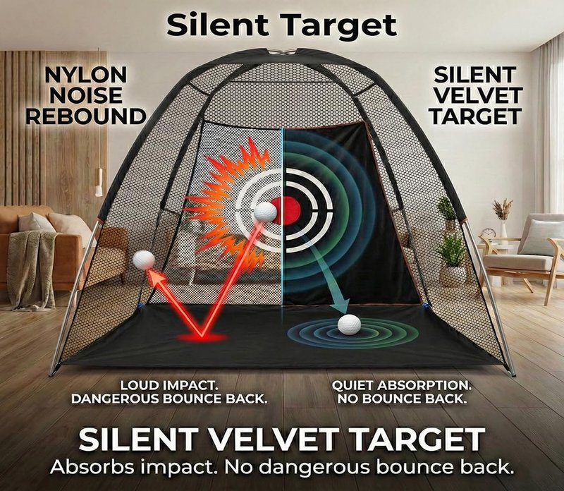 Andgoal Large Golf Hitting Net for Backyard: 10ft Wide Cage with Noise-Reducing Velvet Target - Heavy Duty 420D Oxford Garage Indoor Swing Training Aids