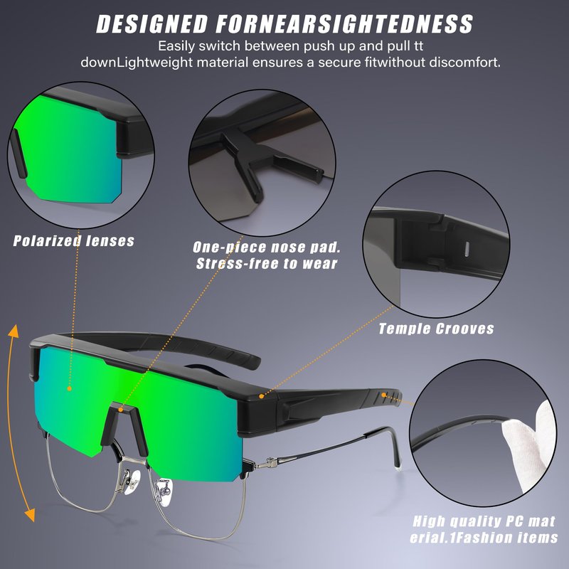 GRFISIA Polarized Fit Over Glasses Sunglasses for Men Women, UV Protection Sports Wrap Around for Driving Cycling Fishing