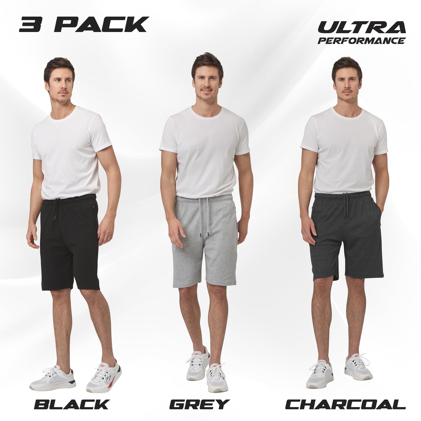 Ultra Performance 3 Pack Mens Shorts Casual Men's Athletic Short Workout Gym Shorts for Men with Zipper Pockets, Small - 5X