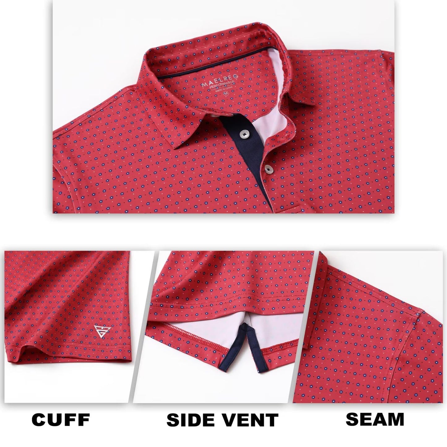 M MAELREG Golf Shirts for Men Dry Fit Print Patterns Performance Moisture Wicking Mens Polo Shirts Short Sleeve