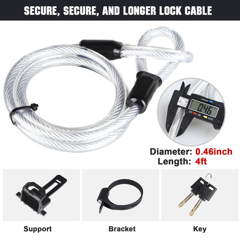 Craftzone Bike Lock Heavy Duty Anti Theft with 4ft Security Cable Bicycle U Lock with Keys and Sturdy Mounting Bracket for Road, Mountain, and Electric Bikes,Bicycle Lock