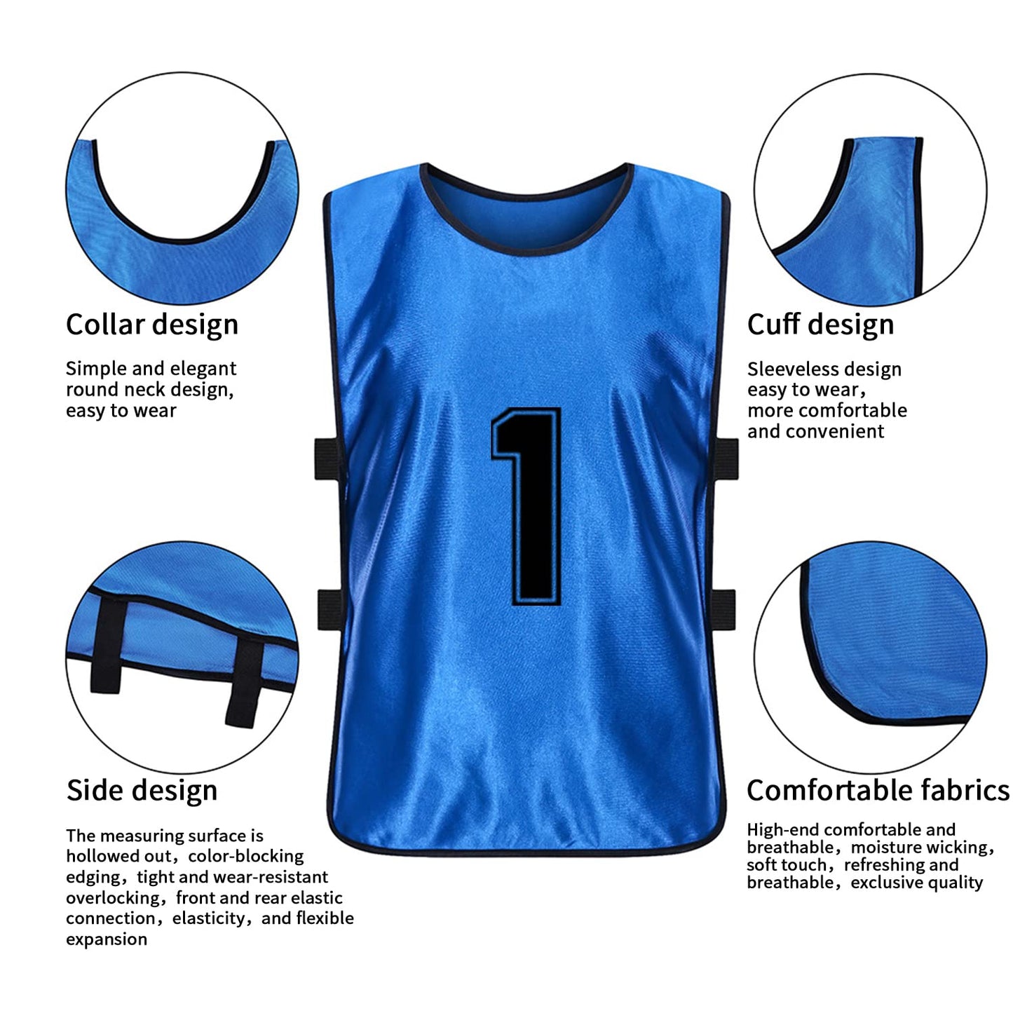 MTTYYD 24 Pack Reversible Numbered Soccer Training Pinnies L-Red,Blue