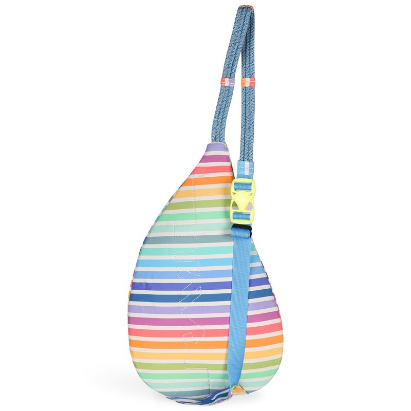 KAVU Mini Slingback Pack with Adjustable Rope Shoulder Strap, Rainbow Stripe