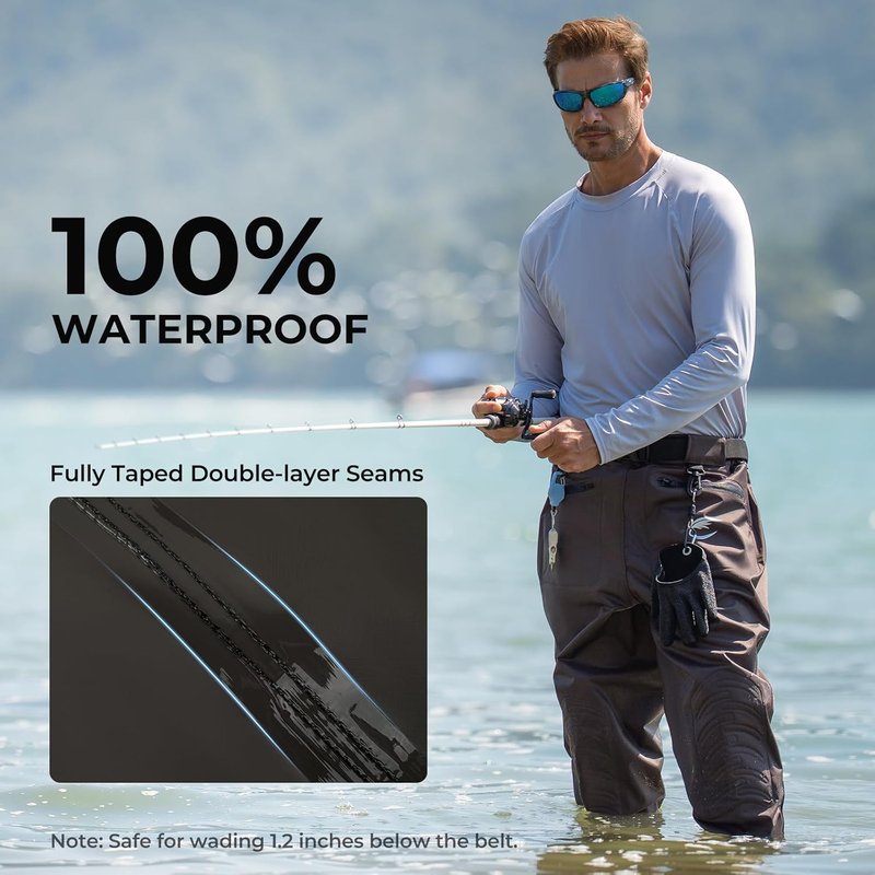 Calamus WaveWalker Waist Waders for Men - 100% Waterproof RipShield Fabric, Slip-Resistant Boots | Comfortable Moisture-Wicking Insoles