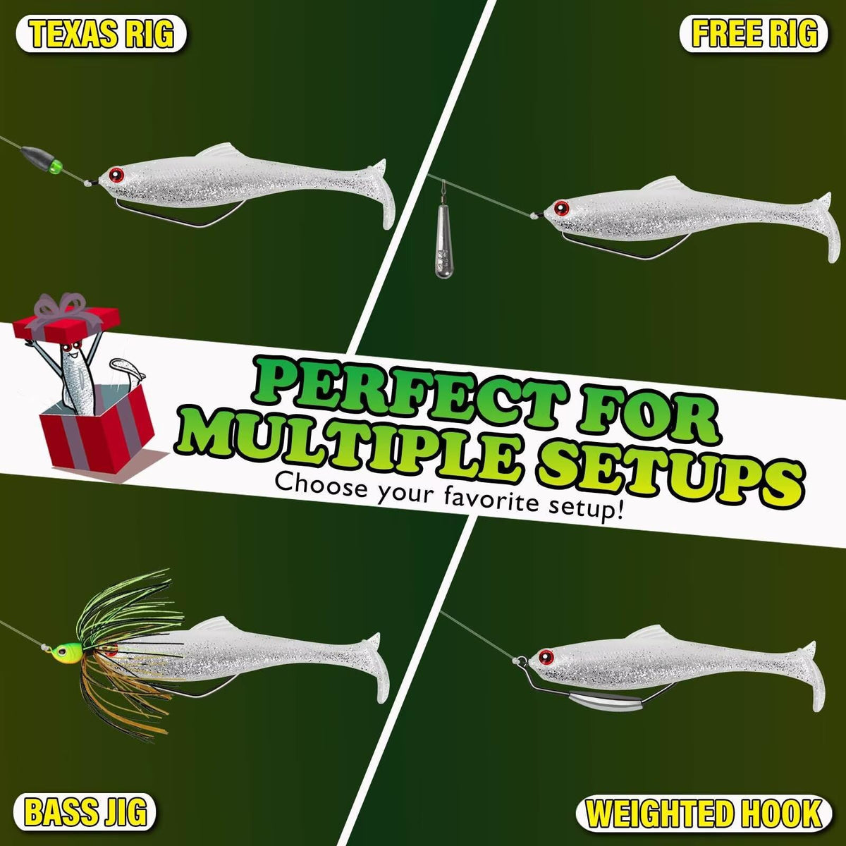 LUCKYFISHING Paddle Tail Swimbaits Soft Plastic Swimbaits Soft Baits for Bass Fishing Trout Crappie Walleye Freshwater Saltwater Soft Plastic Baits White-3.5 inch-10pcs