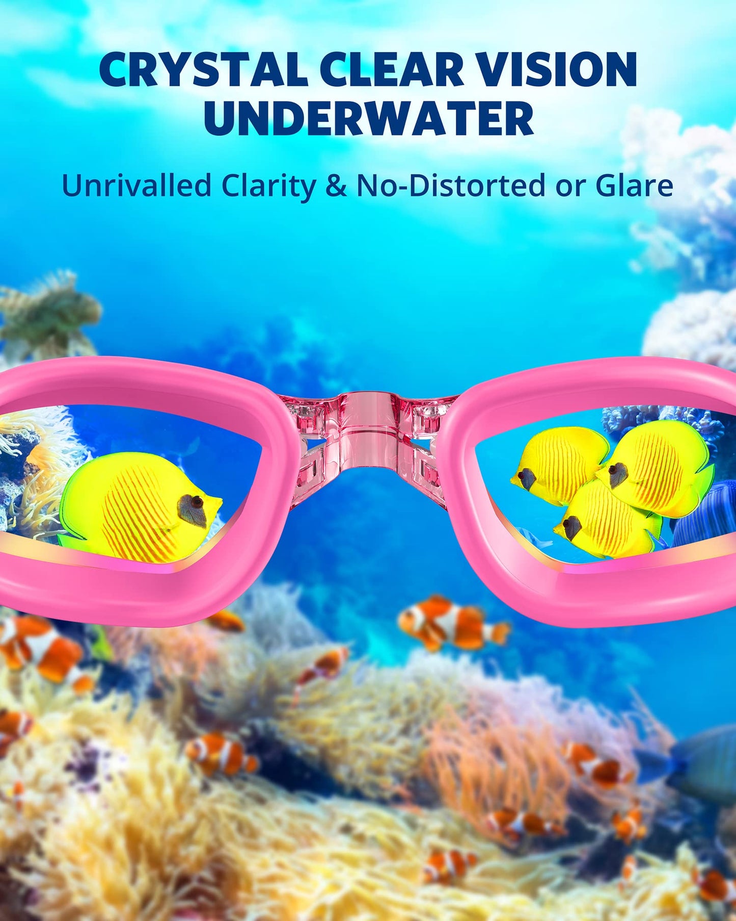 Aegend Swim Goggles, 2 Pack Swimming Goggles No Leaking Adult Men Women Youth, Flexible, Detachable, Mirrored, Pink & Green