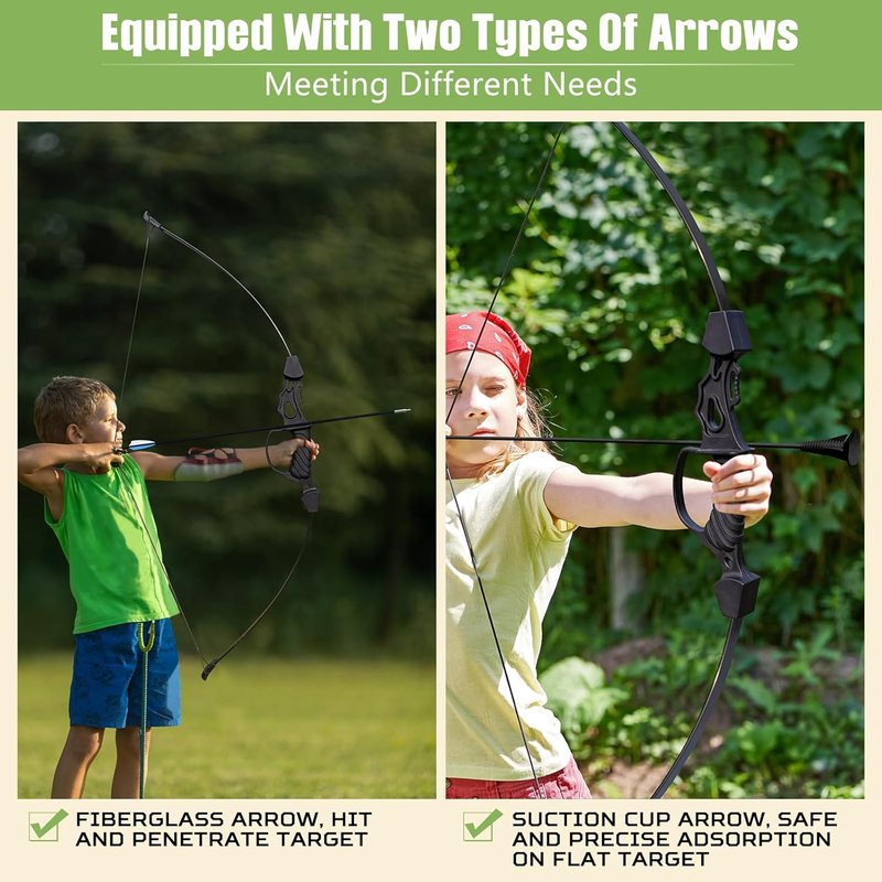 40-Inch Bow and Arrow Set - Ambidextrous Recurve Bow for Teens | 7 Arrows Included, Perfect for Outdoor Games