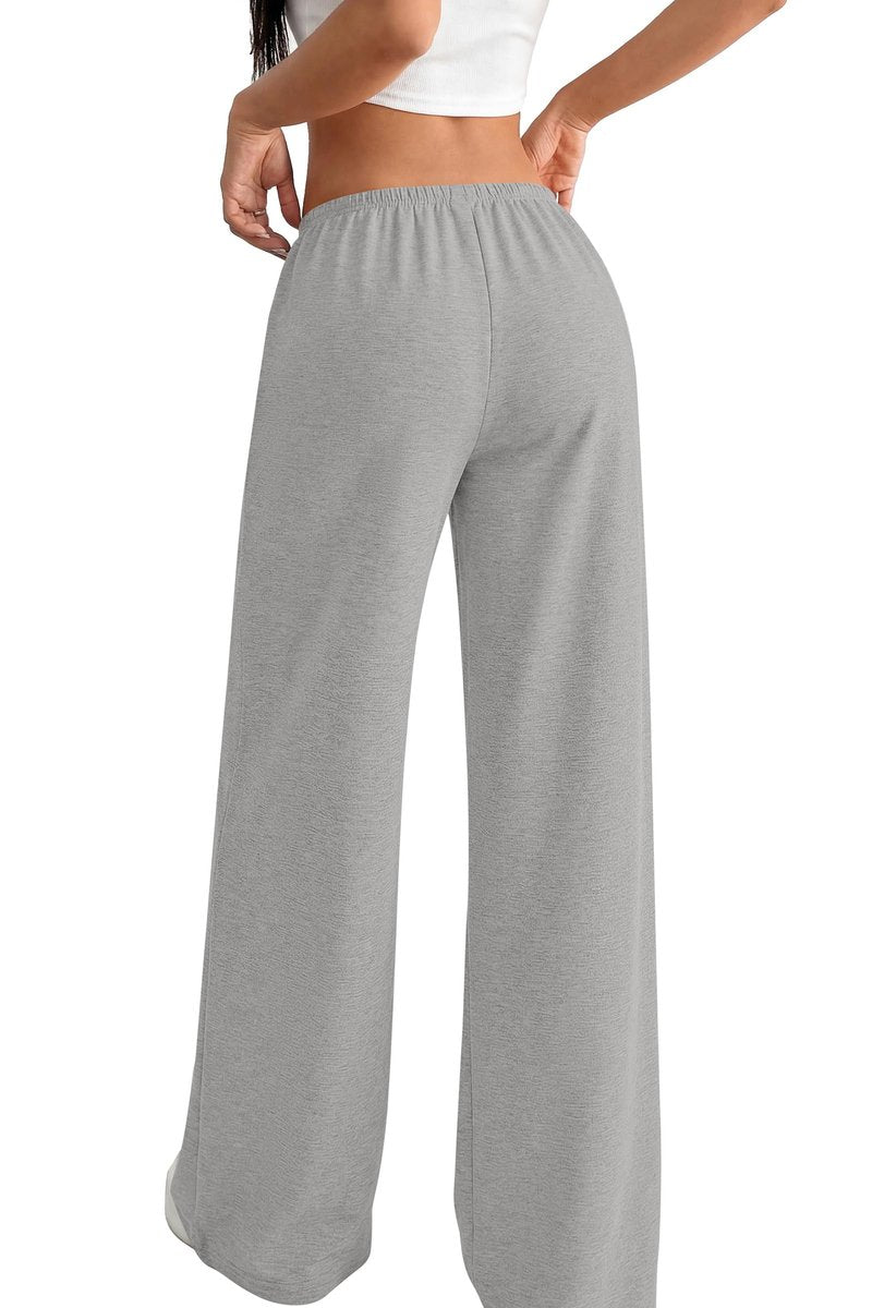 Okiwam Women's Wide Leg Sweatpants Casual Lounge Travel Pants Workout Joggers Fashion Outfits 2026 Summer Clothes-M Grey