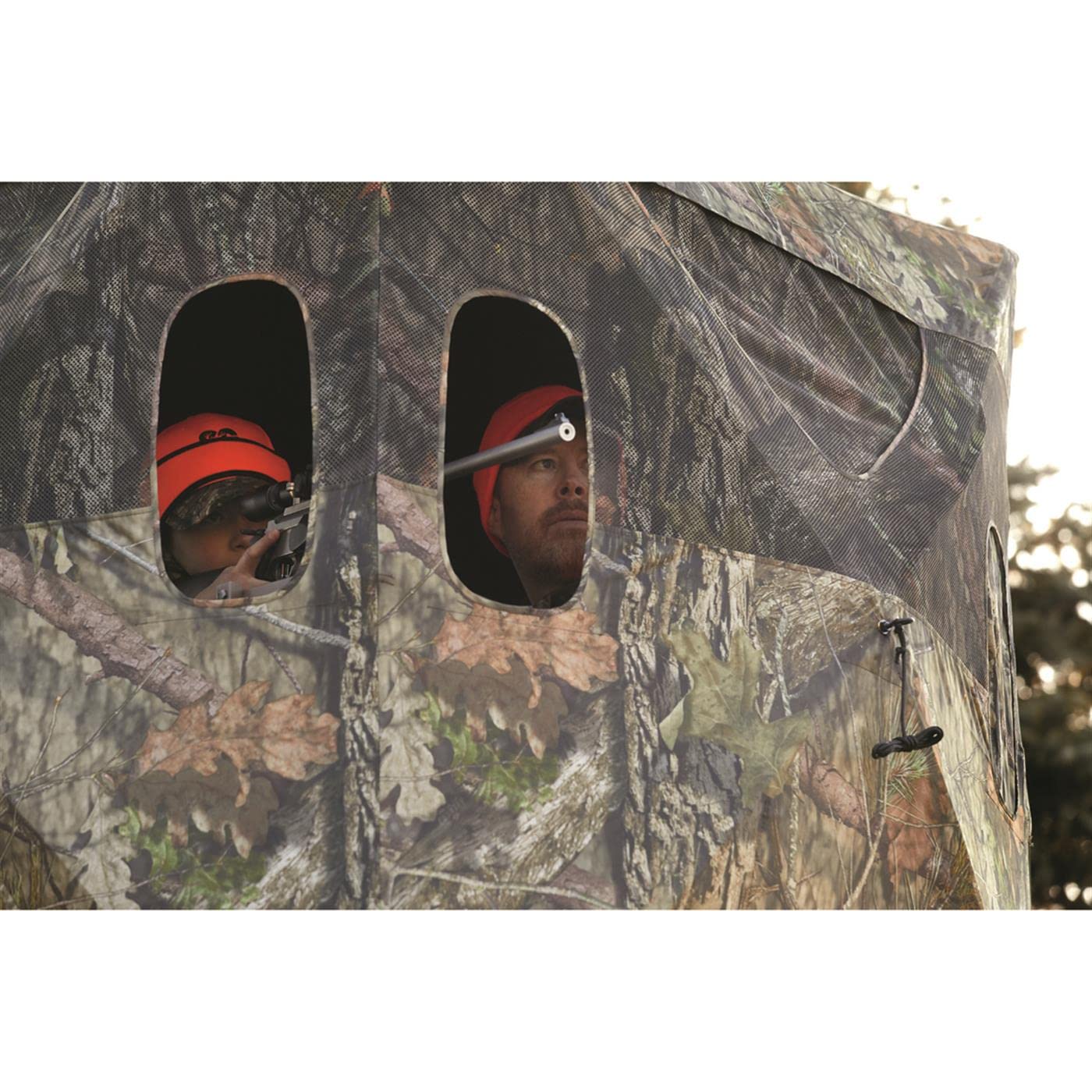 Guide Gear 6 Foot Tripod Hunting Tower Blind, 2-Man Stand Elevated, Hunting Gear Equipment Accessories, 4 by 4 Mossy Oak Country Roots