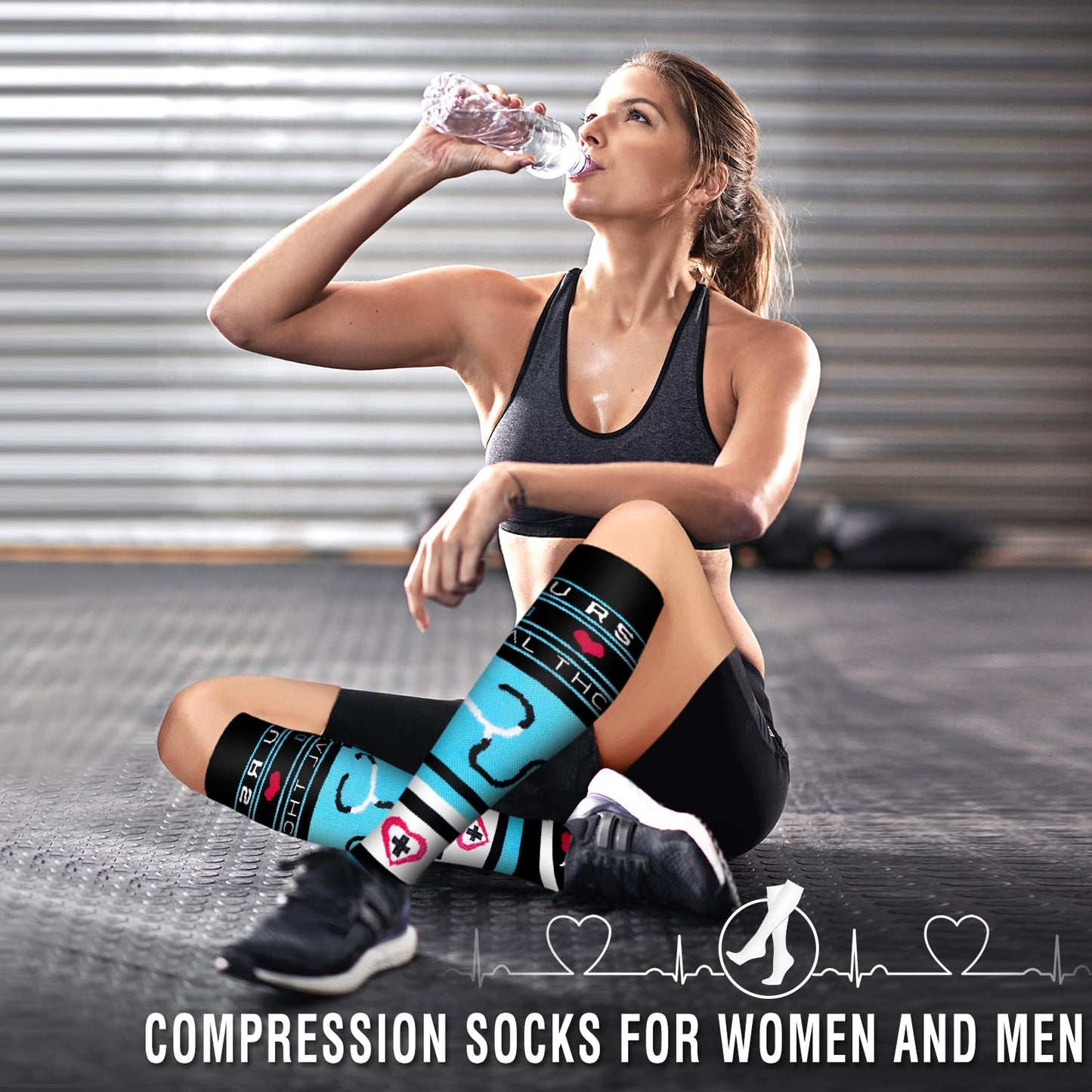 Bluemaple 6 Pack Copper Compression Socks for Women and Men Circulation-Best Support for Medical, Running,Nursing,Athletic
