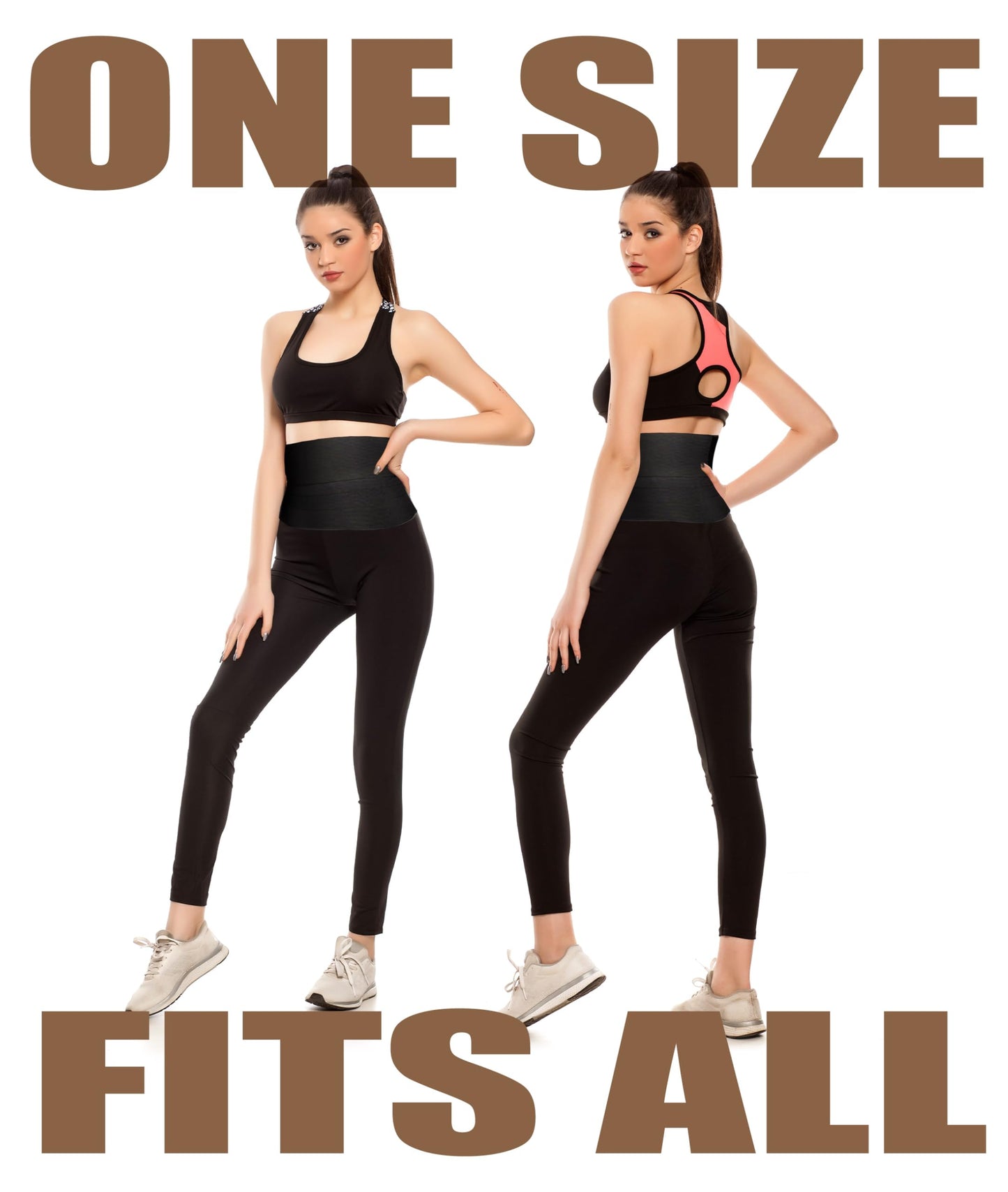Waist Trimmer, 9.8ft Elastic Tummy Snatch Bandage Wraps Belly for Women and Men Waist Trainer Shaper Black