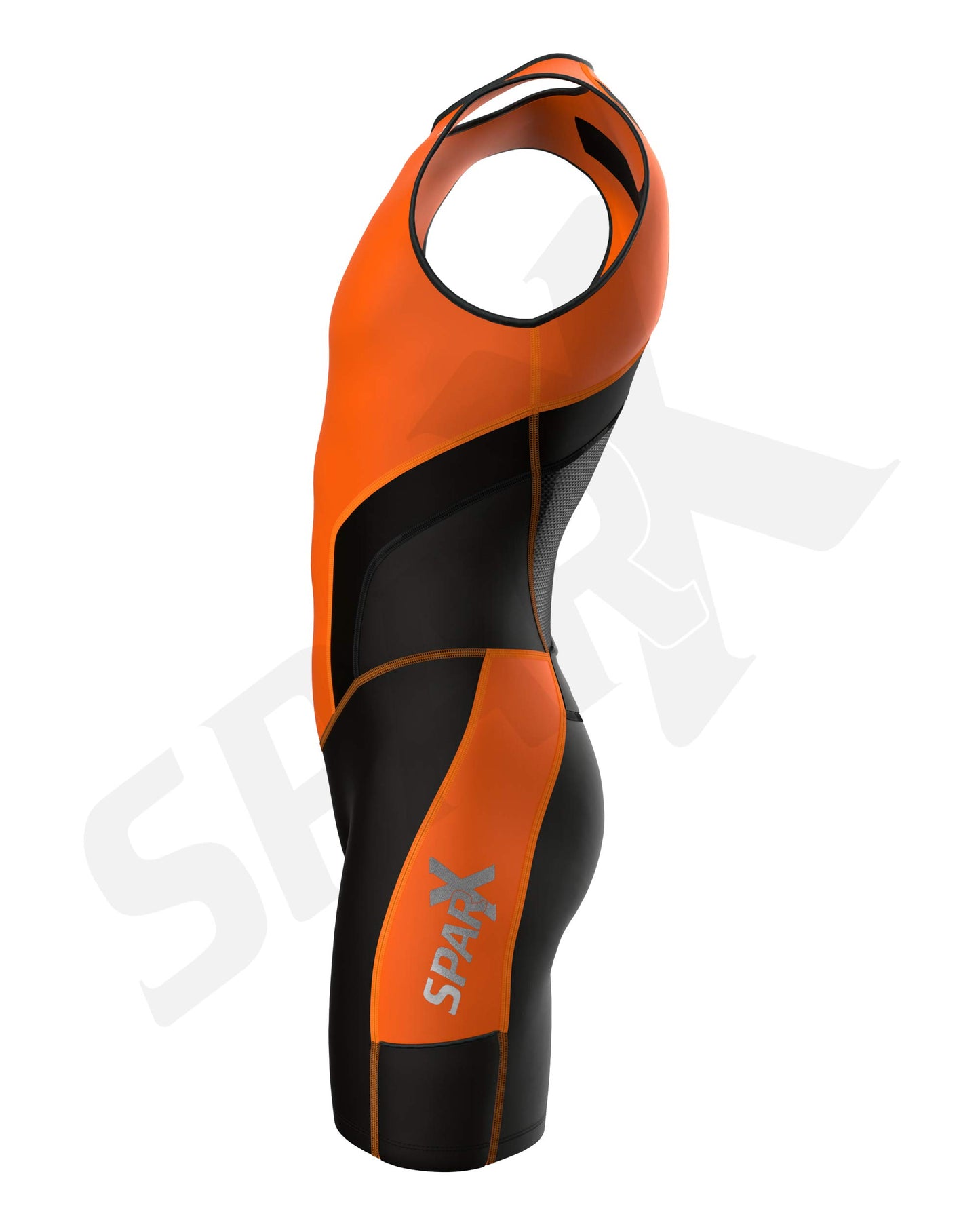 Sparx X Triathlon Suit Men Racing Tri Cycling Skin Suit Bike Swim Run (Orange_Elite, 3XL)