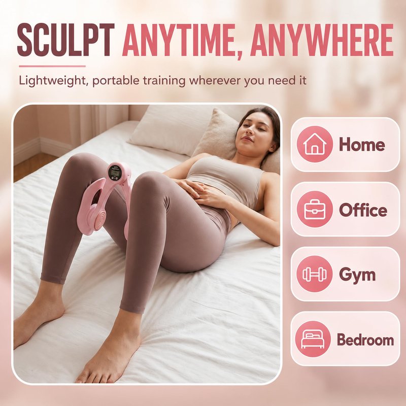 Hip Thigh Trainer, 360°Adjustable Pelvic Floor Exercise with LED Display, Inner Thigh Workout & Postpartum Recovery for Women, Home Gym Equipment for Hip, Leg, Arm