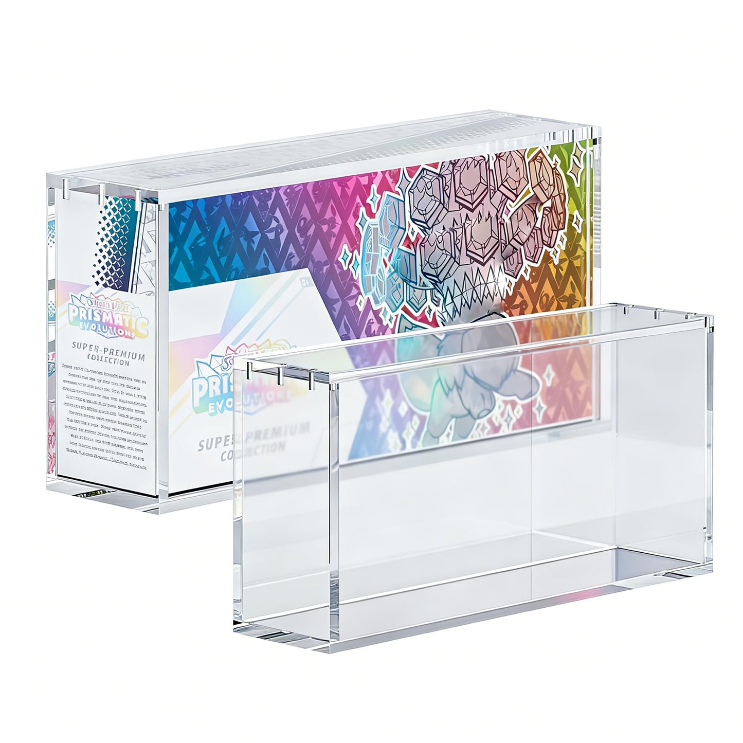 EAVAN Prismatic Evolutions SPC Box Acrylic Case Protector – 8mm Thick Clear Acrylic Display Case with 5mm Magnetic Lid, Protective Storage Box Compatible with SPC Collection Box for TCG Collectors